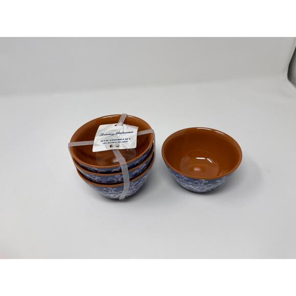 Tommy Bahama Melamine MEDALLION Spanish Terracotta Side Bowls 4pc NEW - Picture 1 of 2